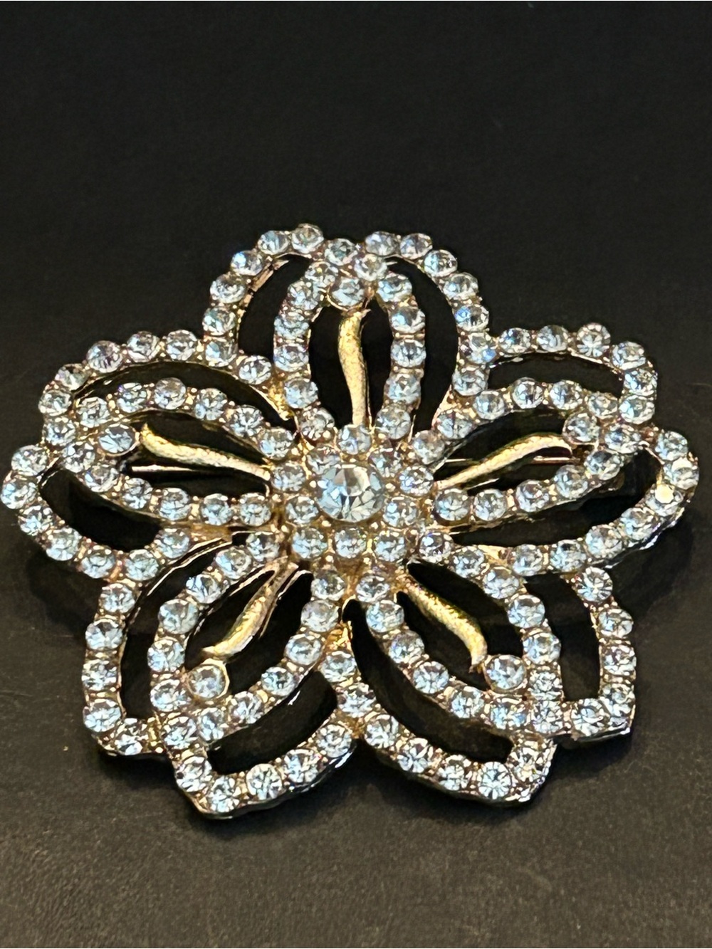 Ellas Crystal Floral Gold-Tone Brooch